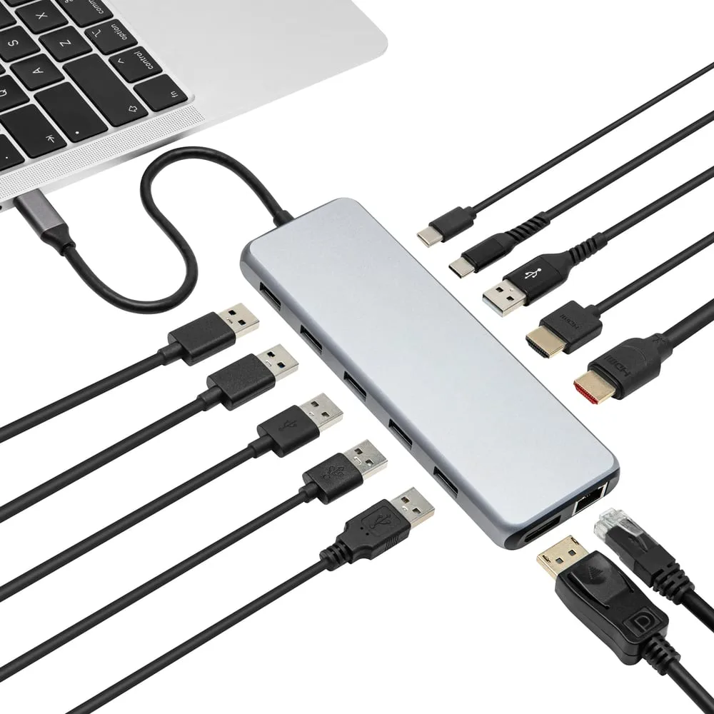 Plexgear USB-C-multiadapter med 13 anslutningar, exakt produktvariant